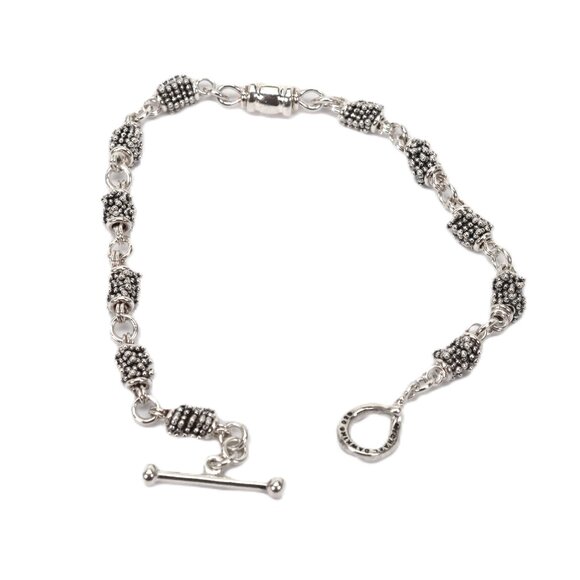 Michael Dawkins Sterling Silver Station Bracelet w Toggle Closure 7.5" - Picture 1 of 5